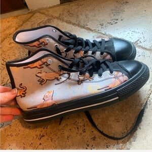 Women’s Dinosaur High-Top Sneakers - Black and Gray